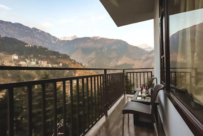 a balcony view with hills view at Hotel holiday hill in Dharamshala hotel_Image